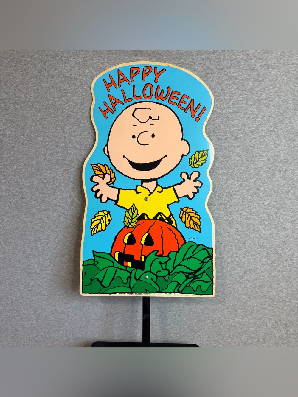 Vtg 1998 Halloween Charlie Brown Pumpkin Outdoor Yard Sign Decor Art Prop